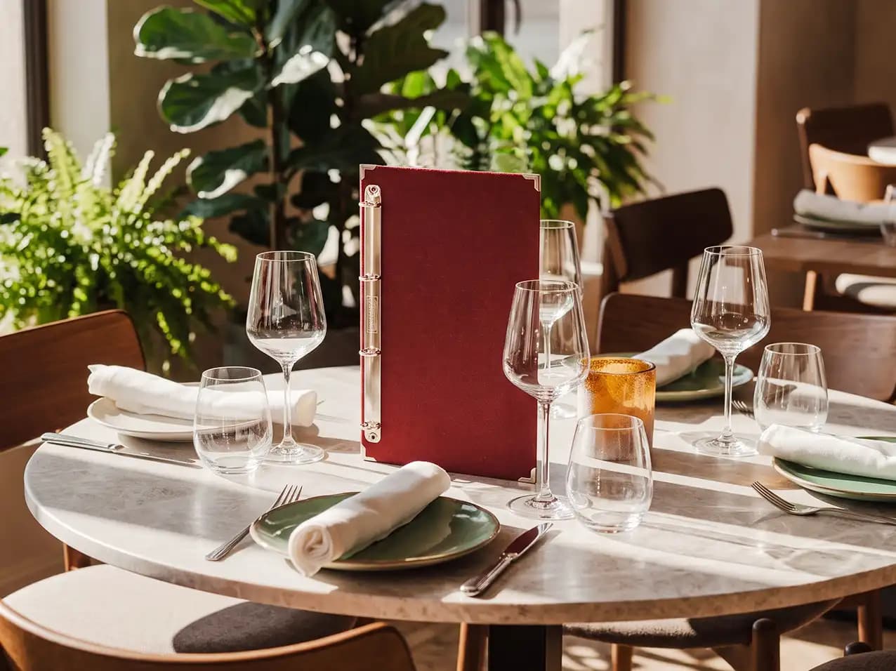 Menuboard Ringmechanik für die Gastronomie, A4 schmal, Farbton Rot – Speisekarten Bilder