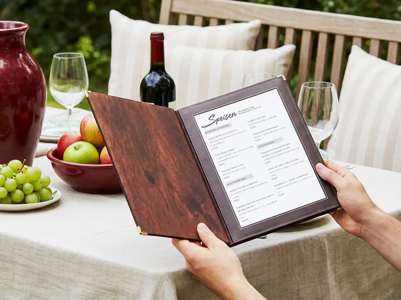 Gastronomie-Speisekarte Jubilar in Grau – Format A4 hoch