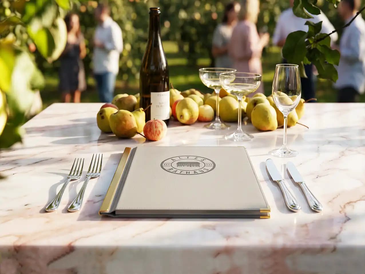 Gastronomie-Speisekarte Juwel verstärkt in Grau – Format A4 hoch