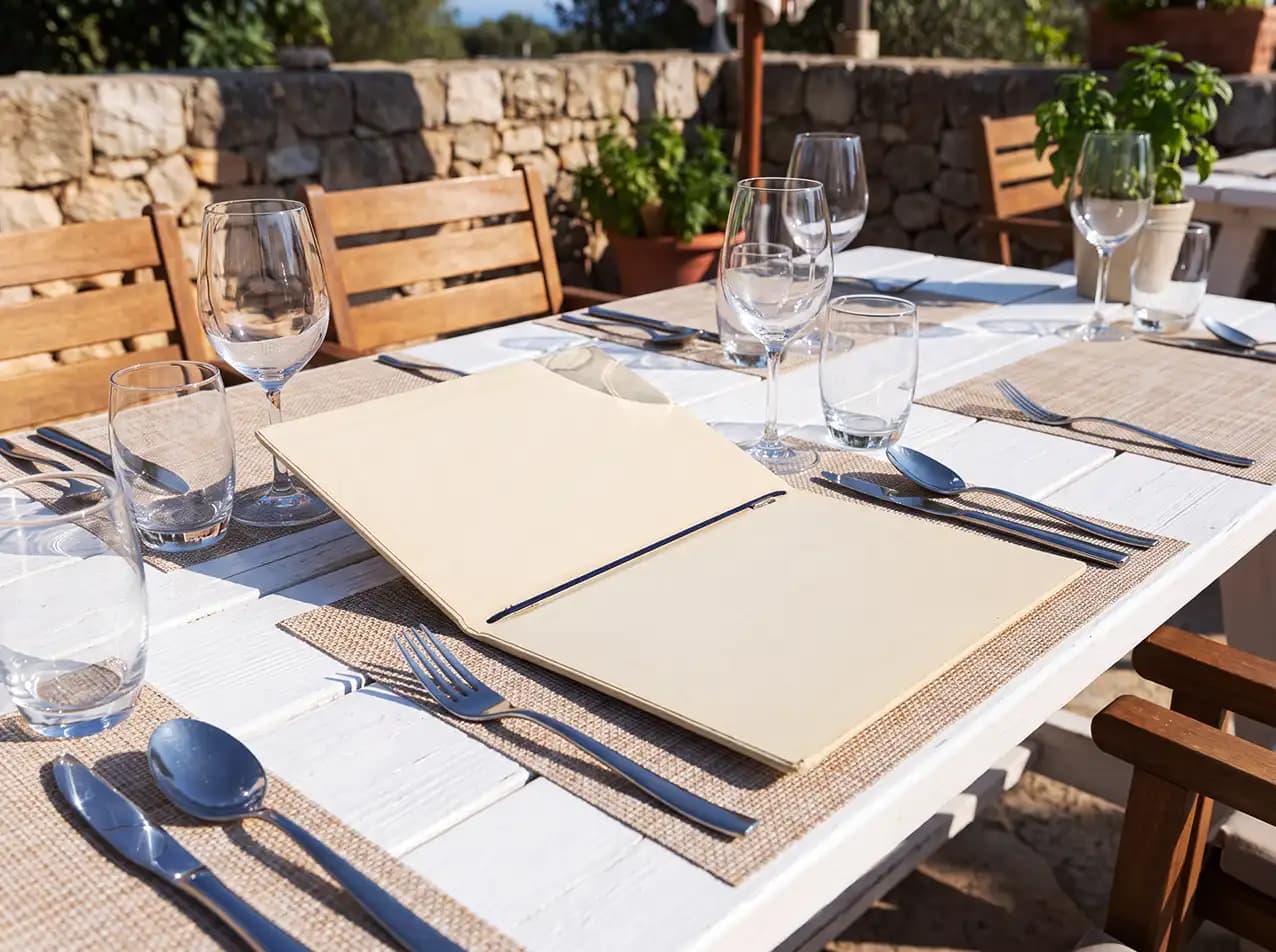 Gastronomie-Speisekarte Kordesso Light in Weiß – Format A5 hoch