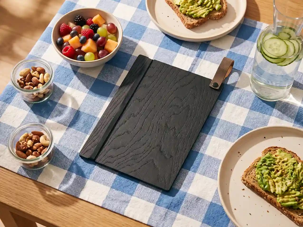 Speisekarten Bilder: Menuboard Gummi / Kordel (A5 hoch) mit Board in Schwarz