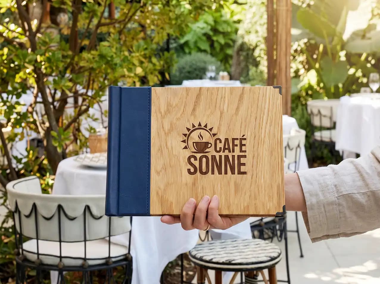 Gastronomie-Speisekarte Quickfix Premium in Beige – Format A4 quer