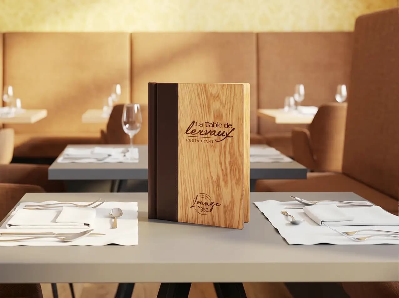Gastronomie-Speisekarte Quickfix Premium in Beige – Format A5 hoch