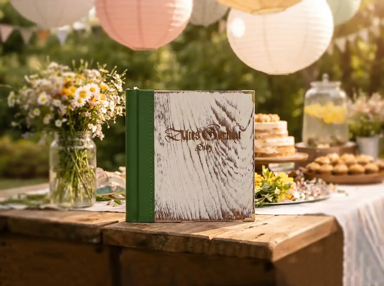 Speisekarte Quickfix (16 × 16 cm quadratisch) mit Einband in Grau