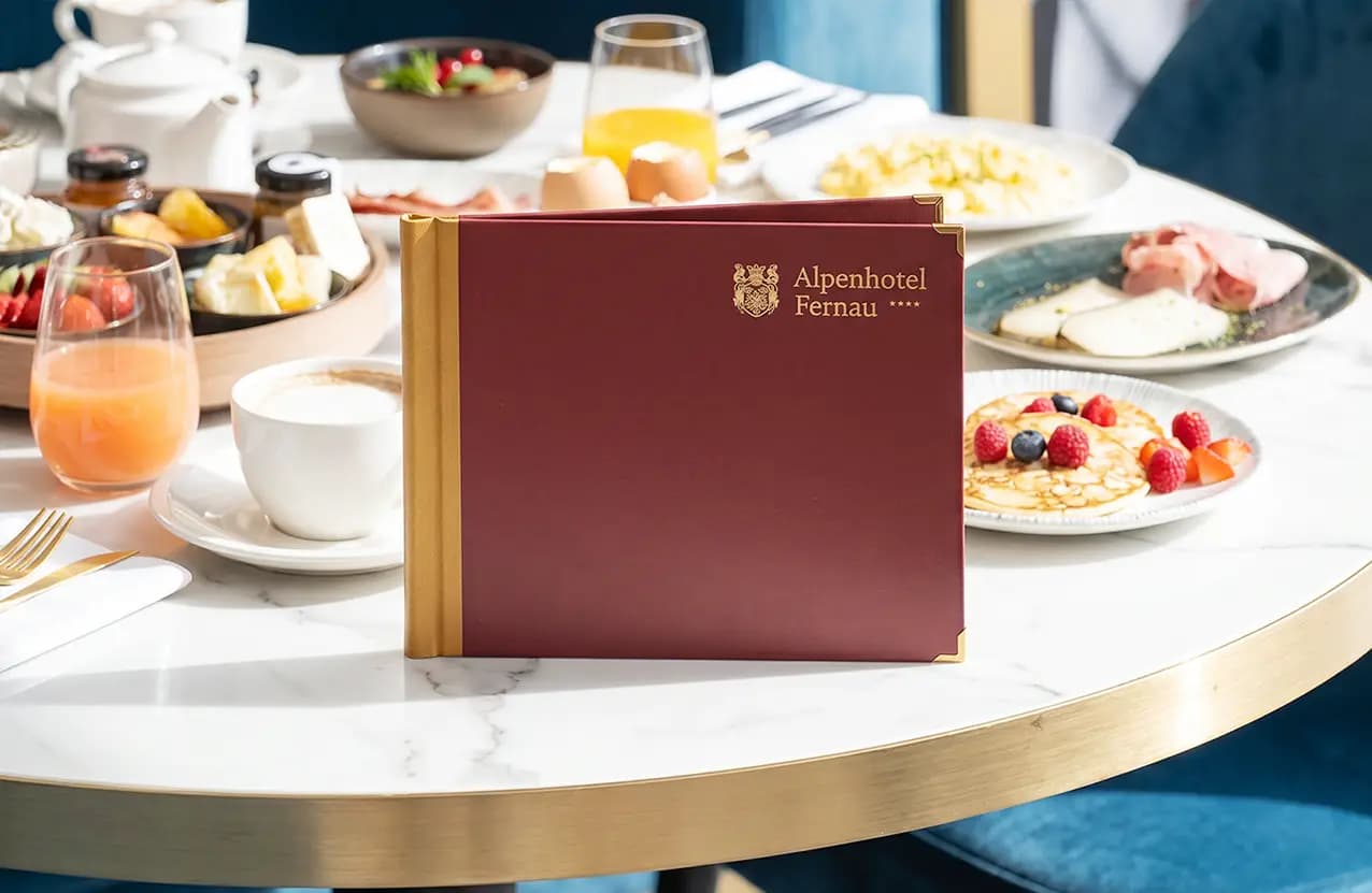 Gastronomie-Speisekarte Quickfix in Rot – Format A5 quer