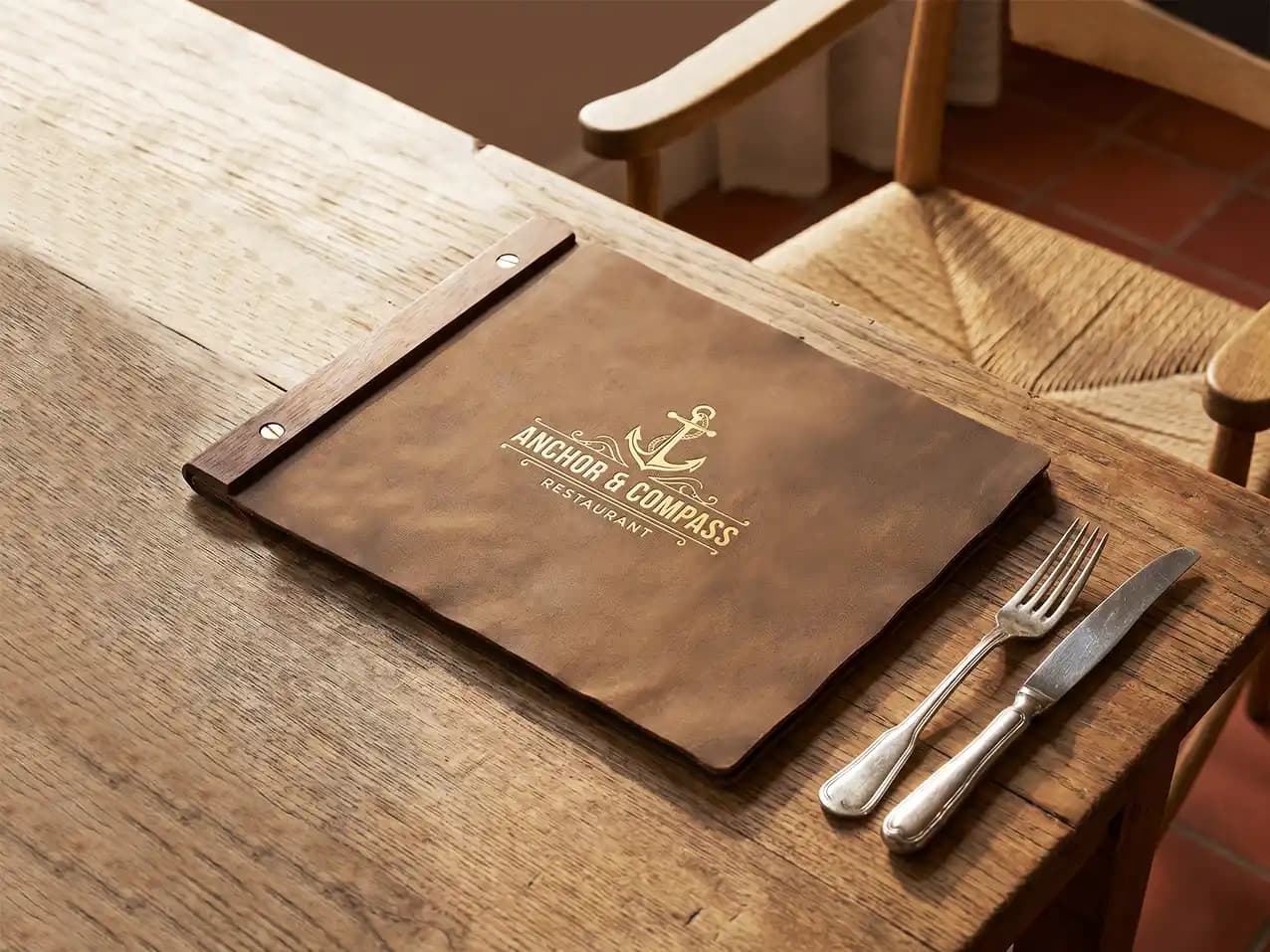 Gastronomie-Speisekarte Rustika in Braun – Format A4 quer