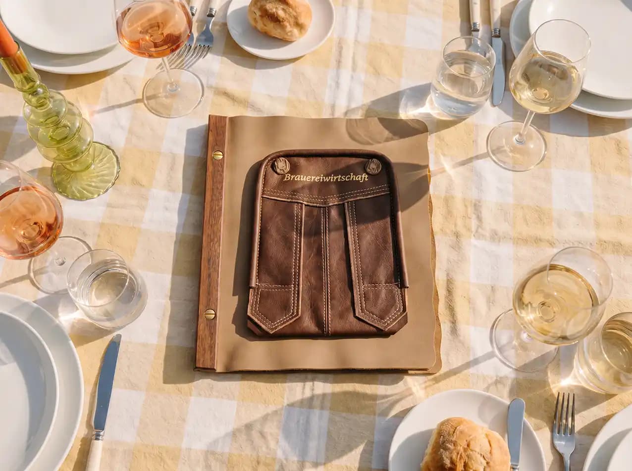 Gastronomie-Speisekarte Rustika in Beige – Format A5 hoch