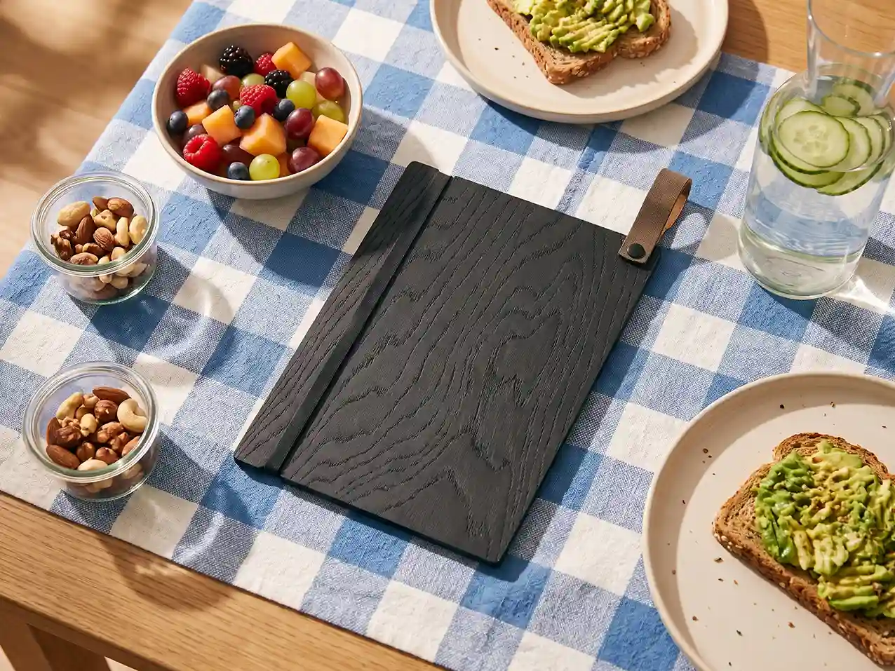 Speisekarten Bilder: Menuboard Gummi / Kordel (A5 hoch) mit Board in Schwarz