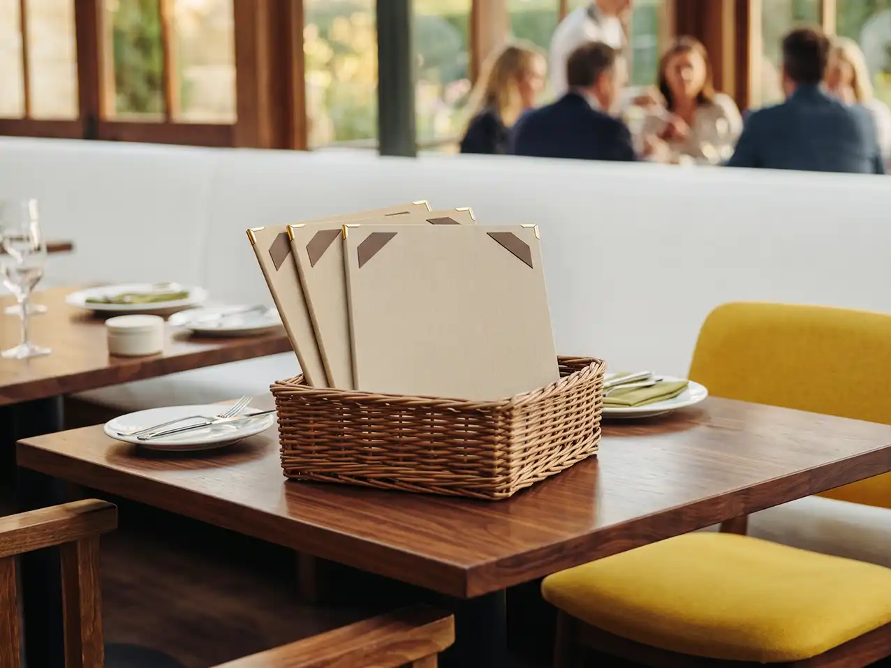 Menuboard Schleifen für die Gastronomie, A5 hoch, Farbton Grau – Speisekarten Bilder