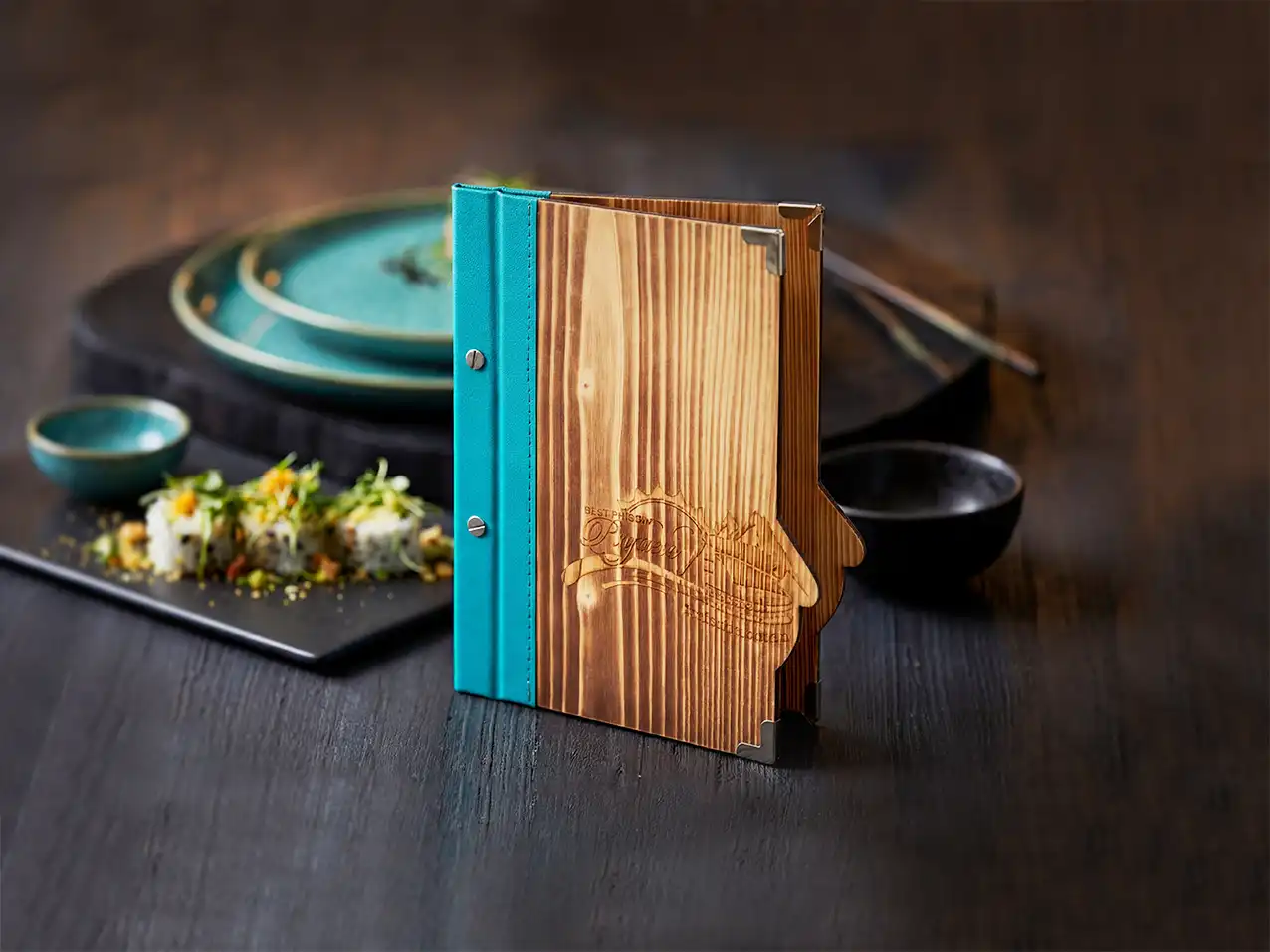 Gastronomie-Speisekarte Select in Schwarz, Format A5 hoch – Speisekarten Bilder