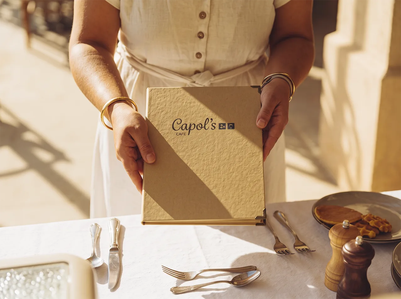 Gastronomie-Speisekarte Signmaster Premium in Gold / Metallic, Format A5 hoch – Speisekarten Bilder – Motiv 2